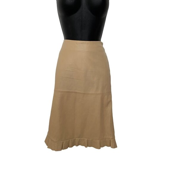 Andrew Mark genuine leather skirt size 4 light tan - Picture 1 of 6